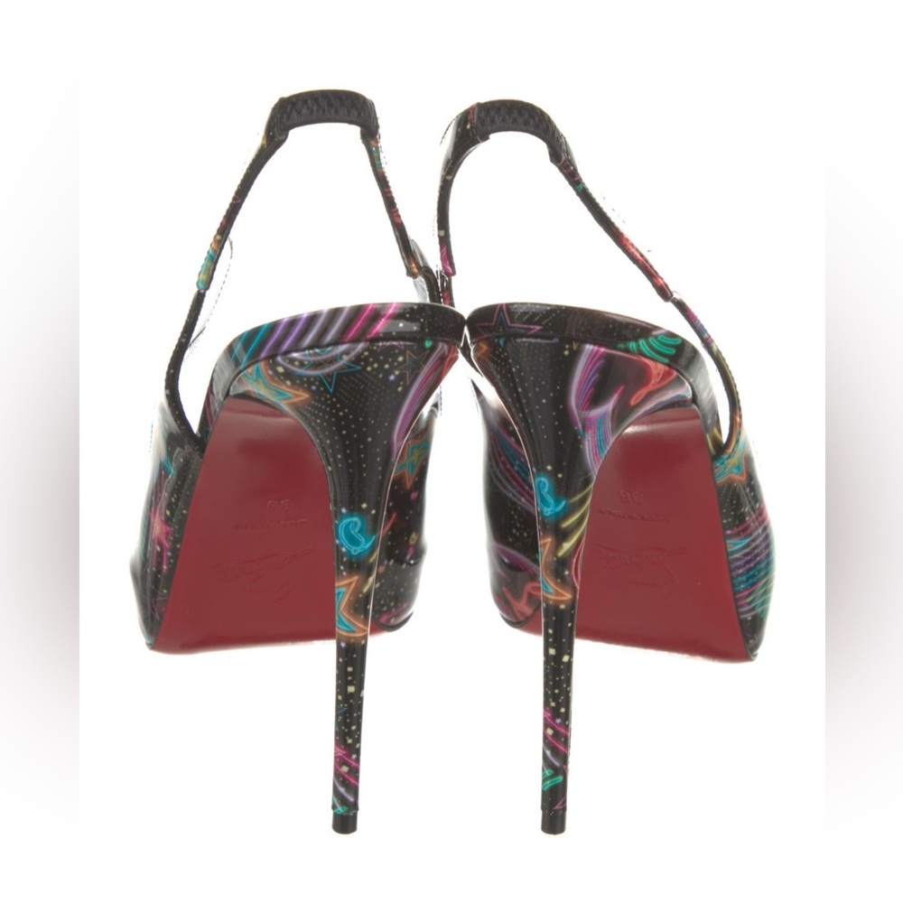 Christian Louboutin Multicolor Patent Leather Star Slingback Heels 38 - Picture 7 of 17